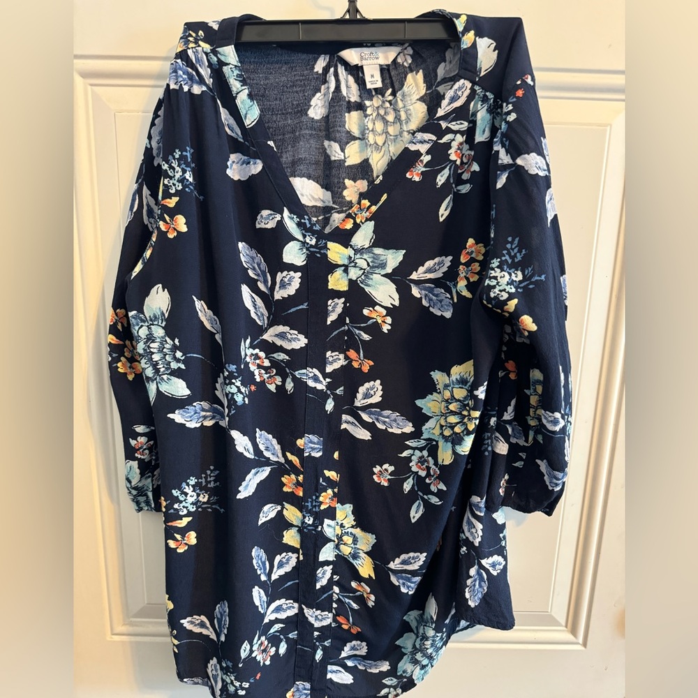 Women’s Croft and Barrow Blue Floral Print Top
